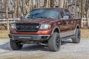 Ford F-150 Front Bumper - Rough Country - LED Bumper with LED Cubes and Light Bar - Flat Black - '04-'08